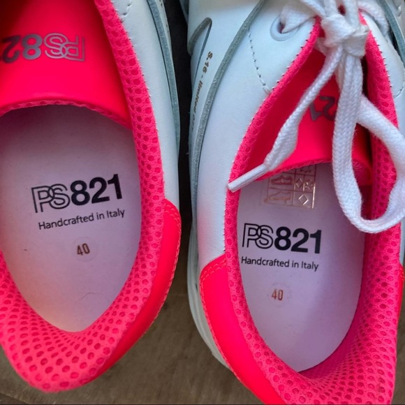 NEW PS821‎ Mens Pink Neon Leather Alpha Italy Sneaker size US 7  /40 main image 5